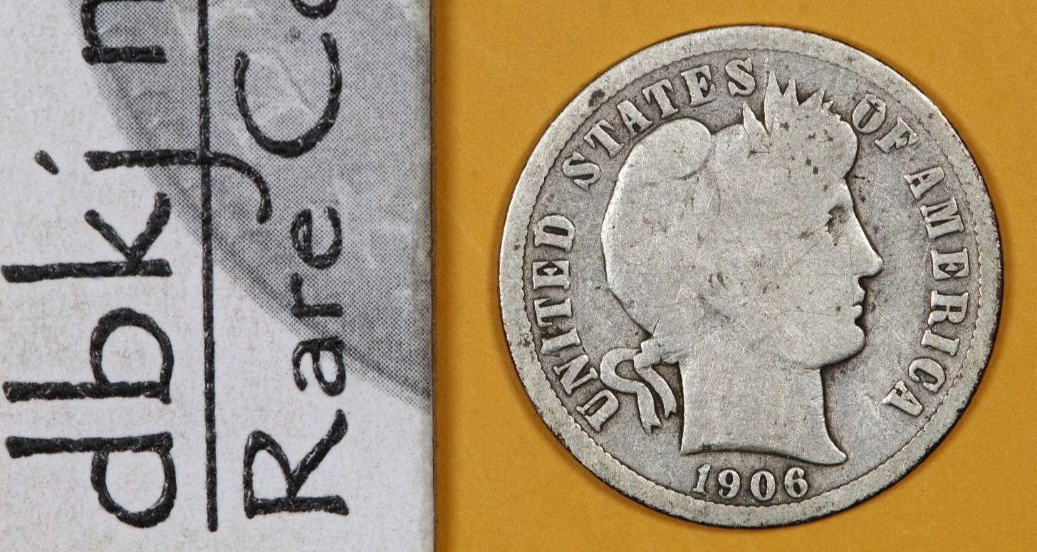 1906 D - Liberty Head "Barber" Silver Dime 10¢ - G - Good dbkjA