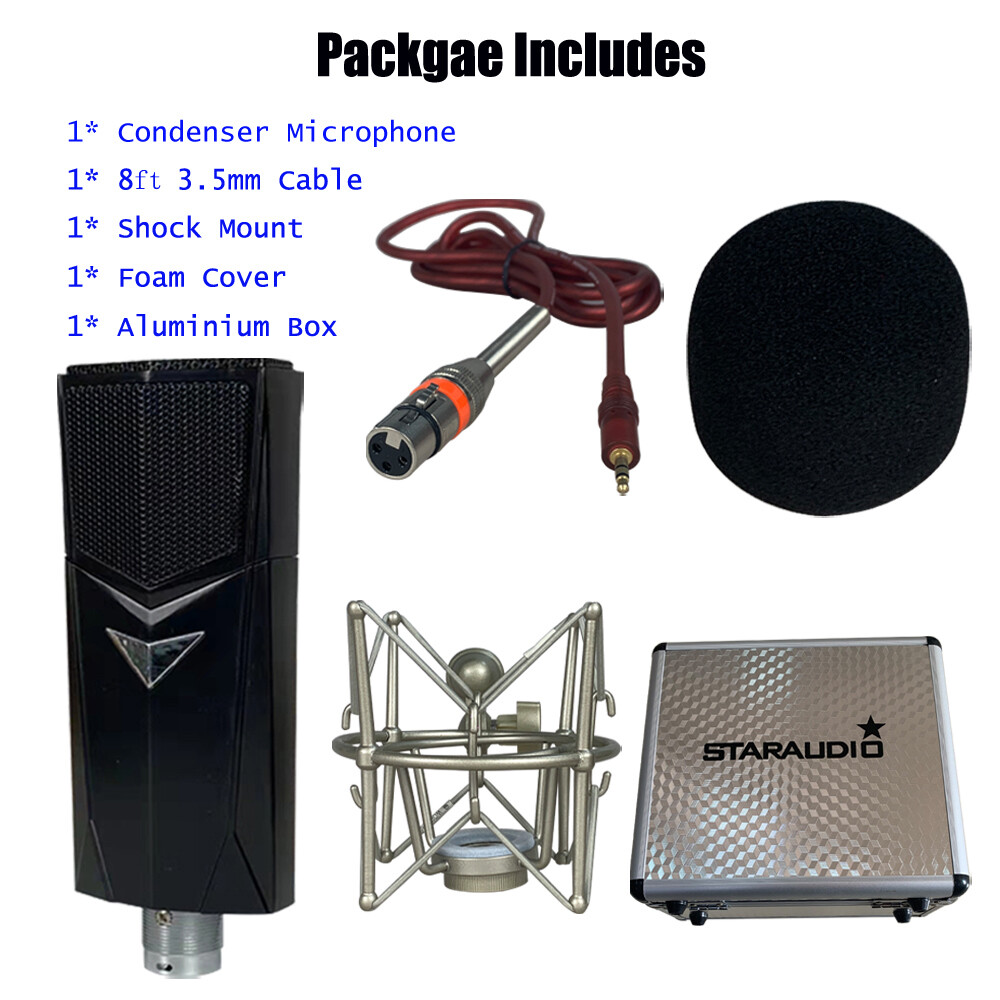 Vocal Condenser Microphone Complete Kit For Live Studio Sound Recording Boom Mic
