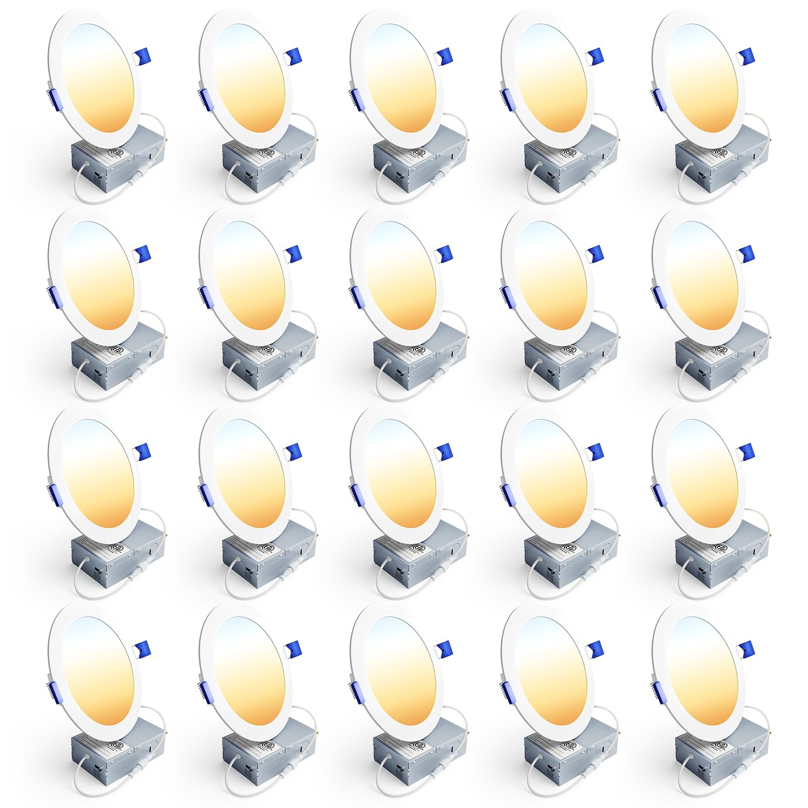Ensenior 20 Pack 6 Inch LED Recessed Light, Dimmable, 6 Inch, White