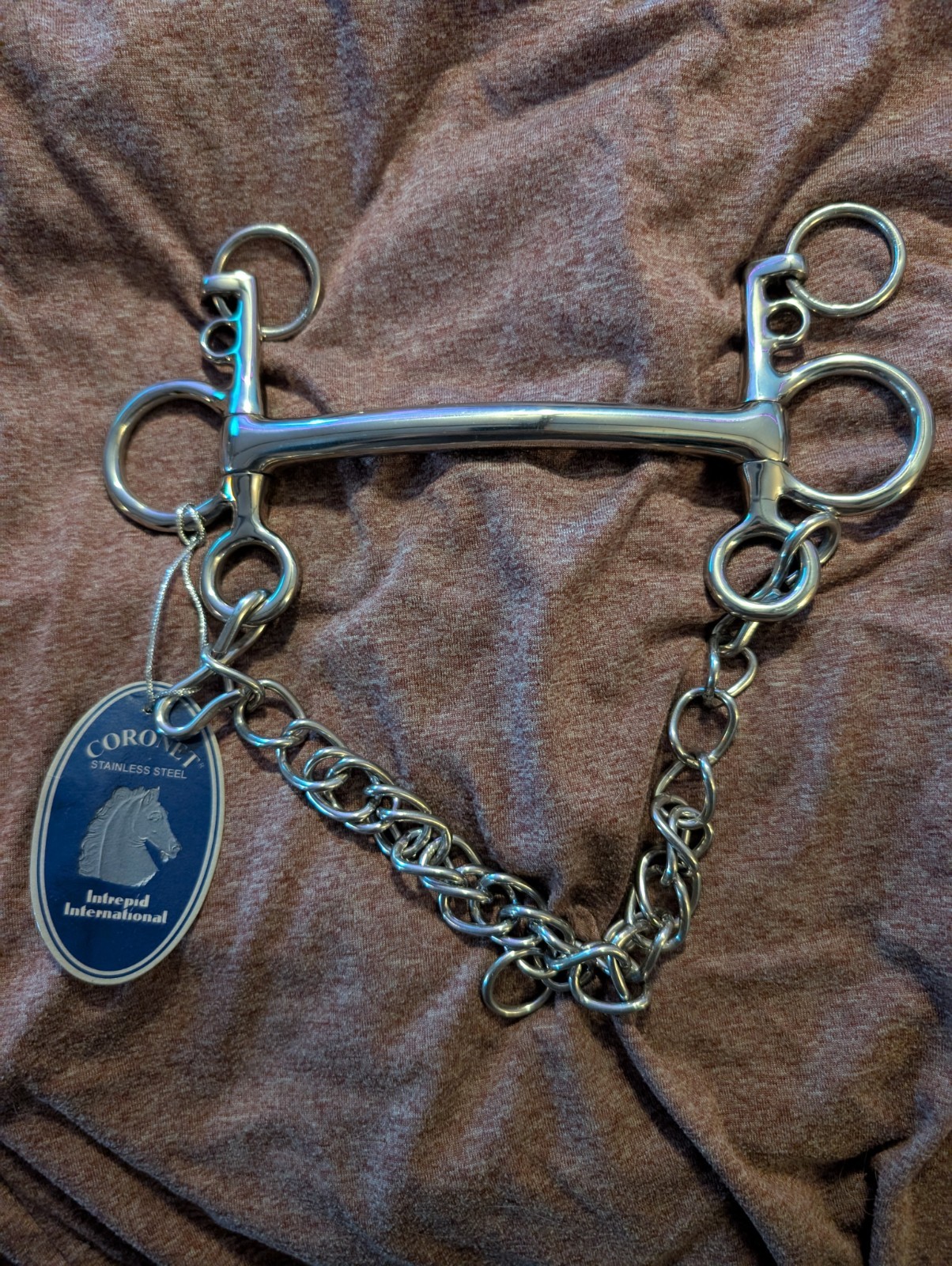 Pelham Jointed Mouth Horse Bit With Chain Stainless Coronet