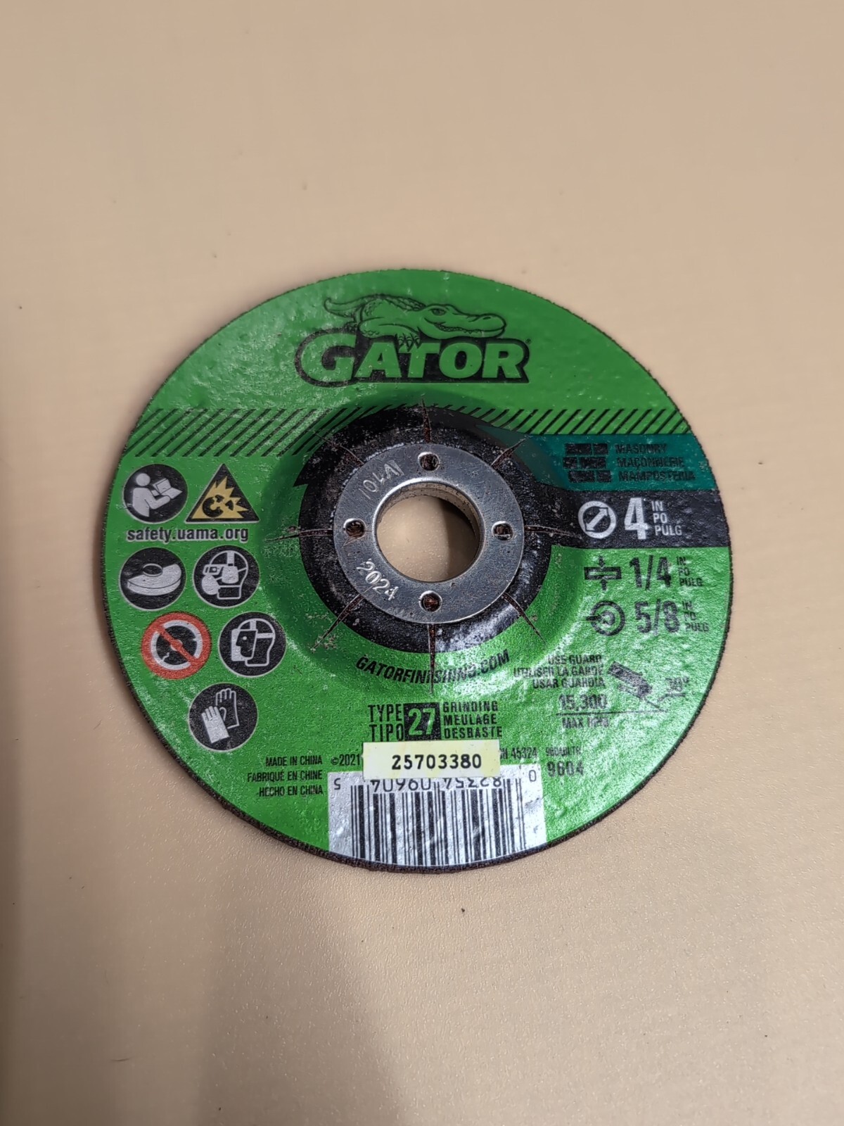 GATOR #9604 TYPE 27 FOR GRINDING MASONRY 4”x 1/4” x5/8” BRAND NEW 3 Pack