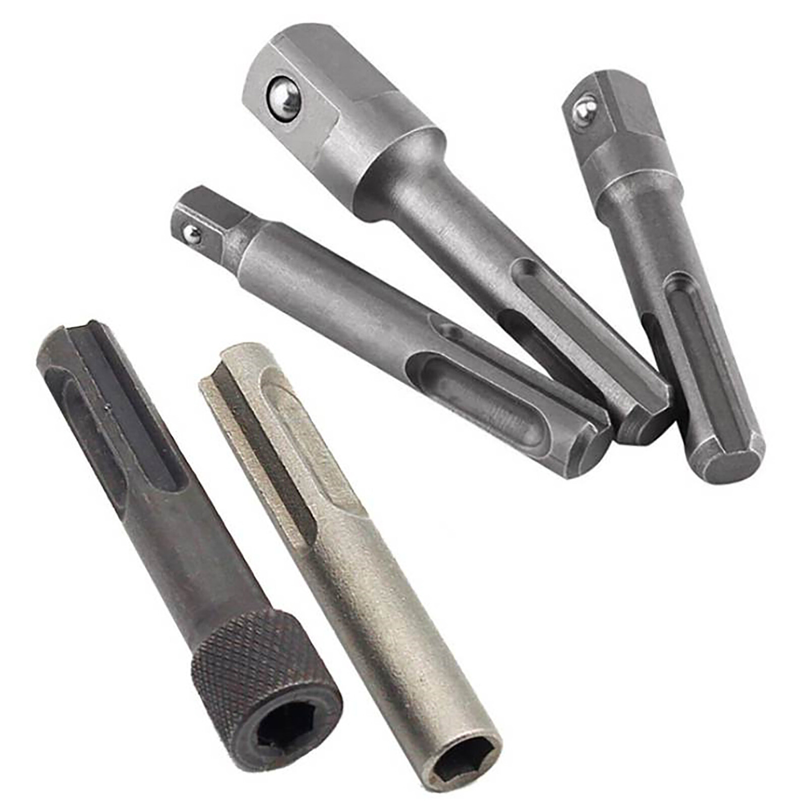 5pcs SDS Plus 1/4 Hex Socket Driver Hammer Drill Bit Adaptor Accessories Kit