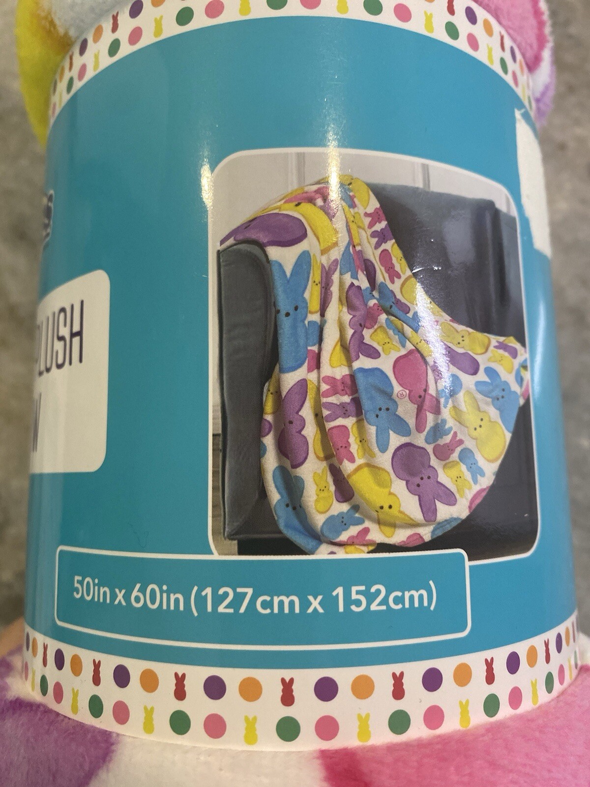 PEEPS EASTER PLUSH THROW BLANKET 50" X 60" BUNNIES NEW