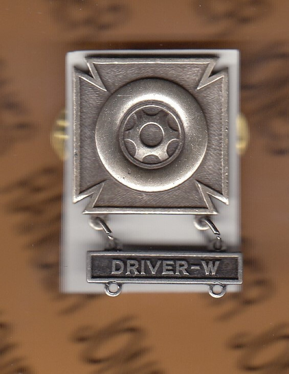 US Army DRIVER w/ WHEELED Vehicle Tab Qualification badge award clutchback c/b
