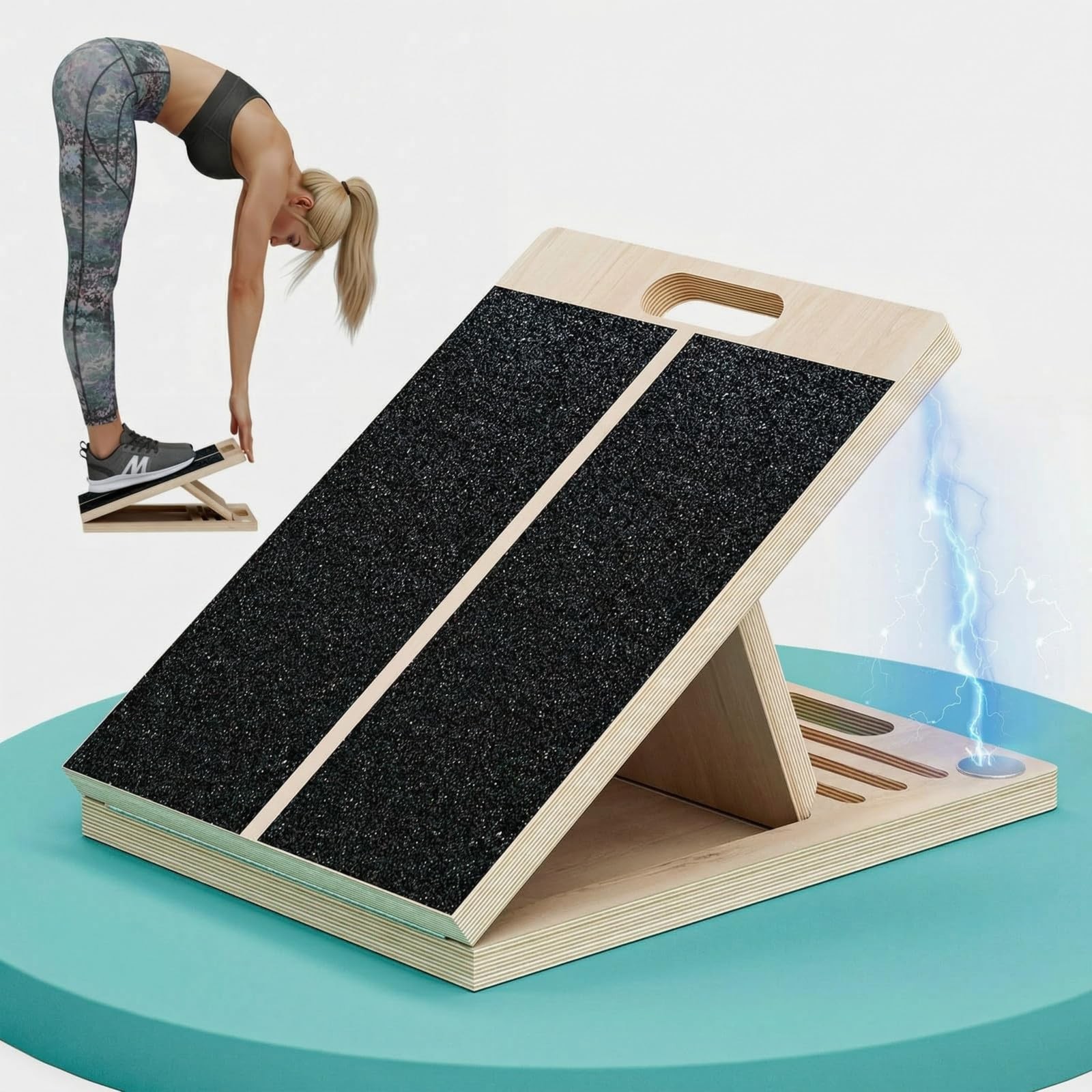 Slant Board for Calf-Stretching - Adjustable Wooden Incline Wedge for Squats ...