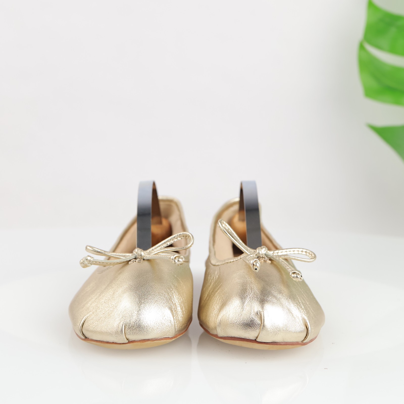 Sam Edelman Womens Zooey Ballet Flats Size 8 M Gold Metallic Leather Bow Shoes