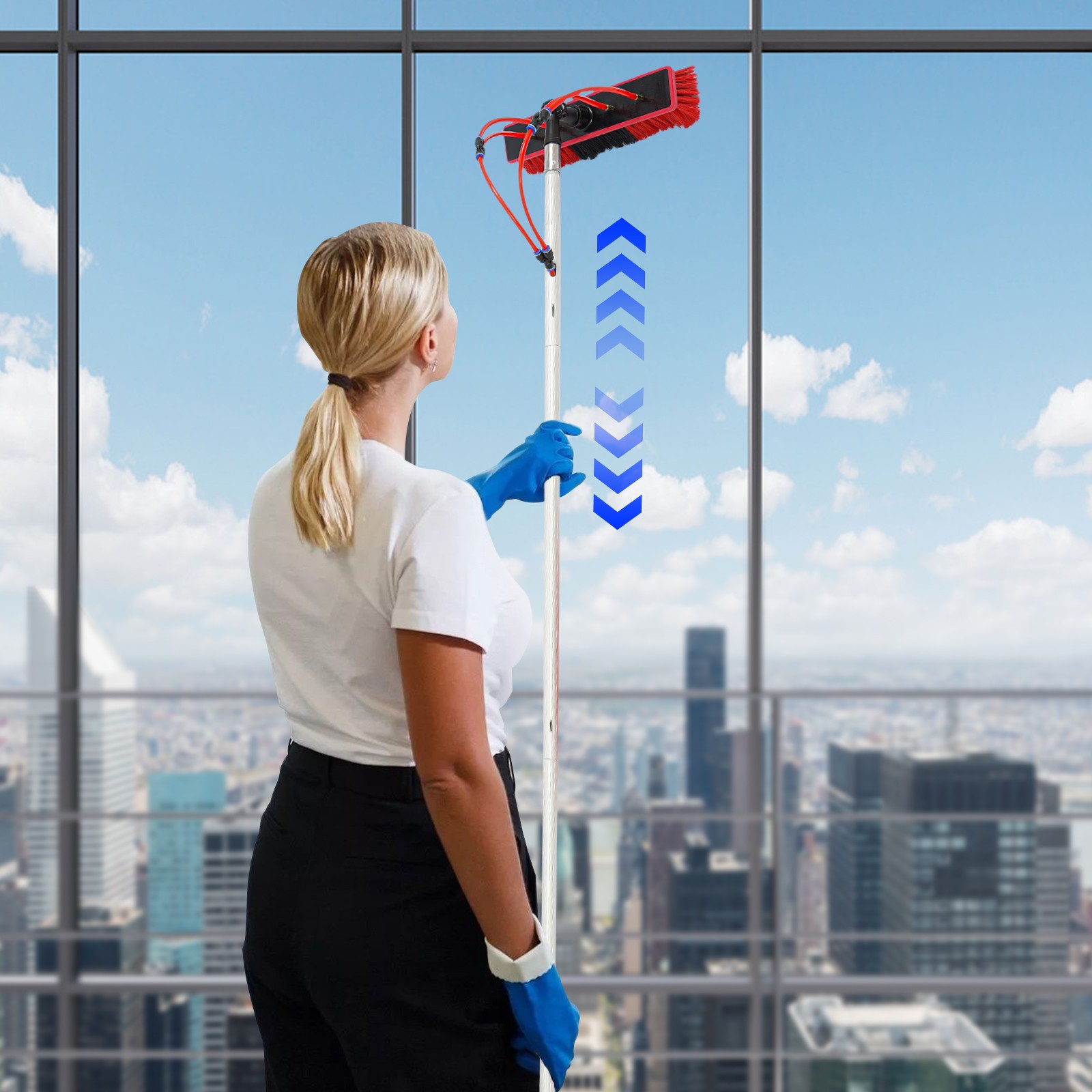 Solar Panel Cleaning Brush Outdoor Window Adjustable Pole Cleaning Kit Modern