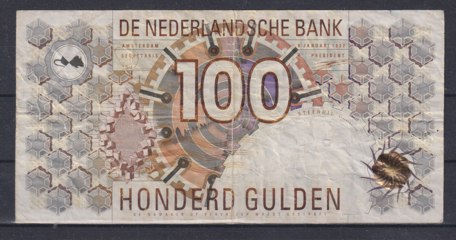 Netherlands 100 Gulden 1992 P101 VG++& 564