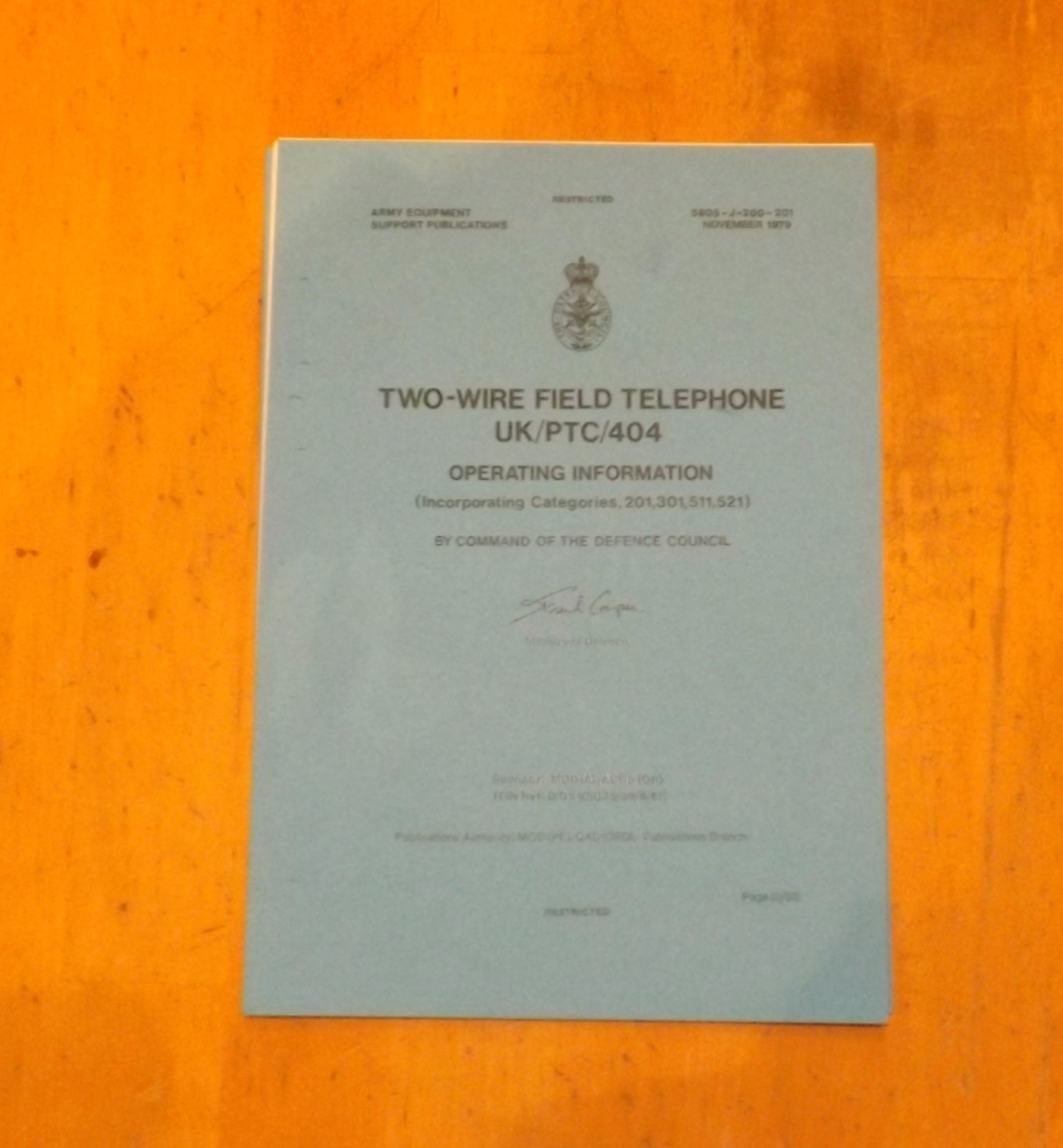 Field Telephone Operating information & Purpose and Planning Information PTC404