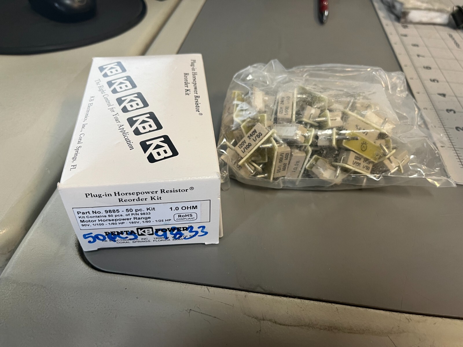 KB Electronics KB-9833 horsepower resistor 1/100-1/50hp @ 90-130vdc
