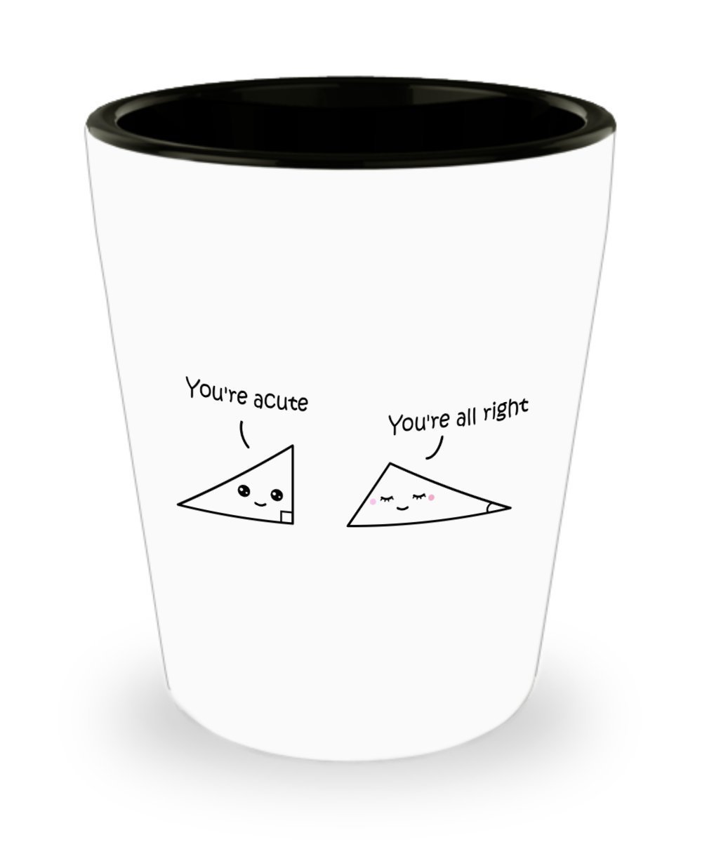 Geometry Pun Shot Glasses - You're Acute - You're all Right - Novelty...