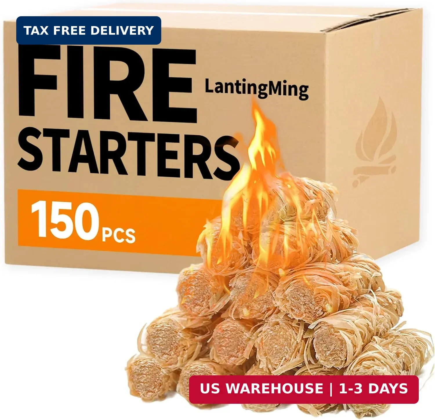 150 PCS Fire Starter for Fireplace, Waterproof - Natural Fire Starters, for BBQ,