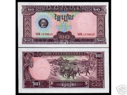 Cambodia 20 RIELS P-31 1979 Buffalos UNC World Currency Cambodian Animals Bill