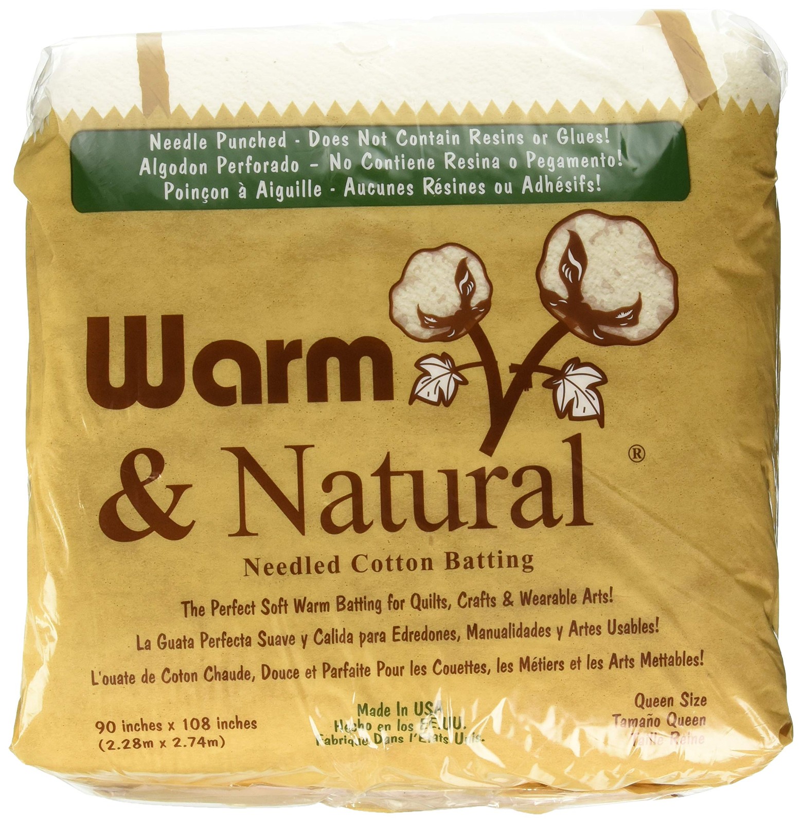 The Warm Company Warm & Natural Cotton Batting Queen Size 90"X108" 2341