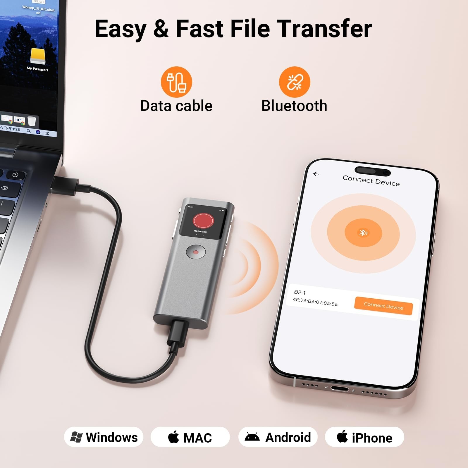 AI Digital Voice Recorder with Transcribe & Summarize, AI Note Taker for Meet...