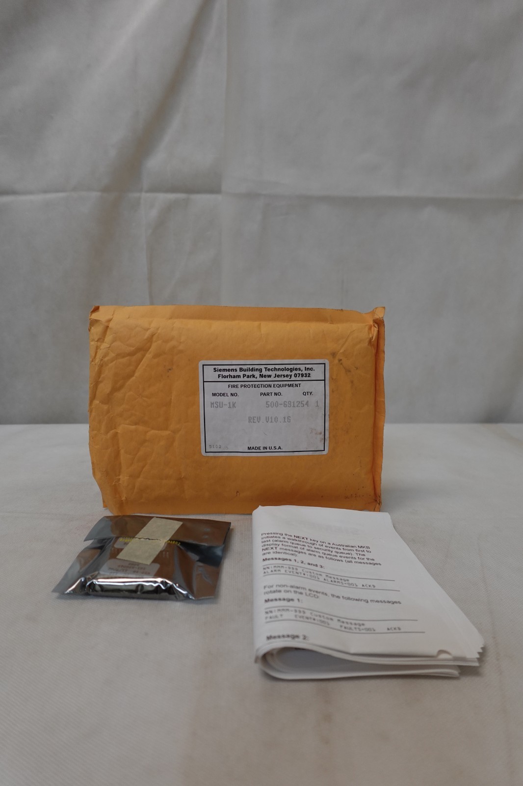 Siemens MSU-1K /  500-691254 Fire Alarm MXL Upgrade Firmware Kit Rev. V10.16
