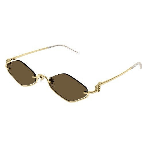 GUCCI GG1604S 002 Gold Brown Lens Rimless Women Sunglasses AUTHENTIC