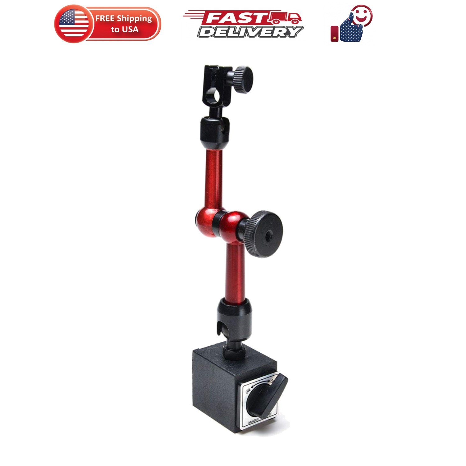 3-Joint Red Adjustable Magnetic Base Holder for Digital Dial Indicator