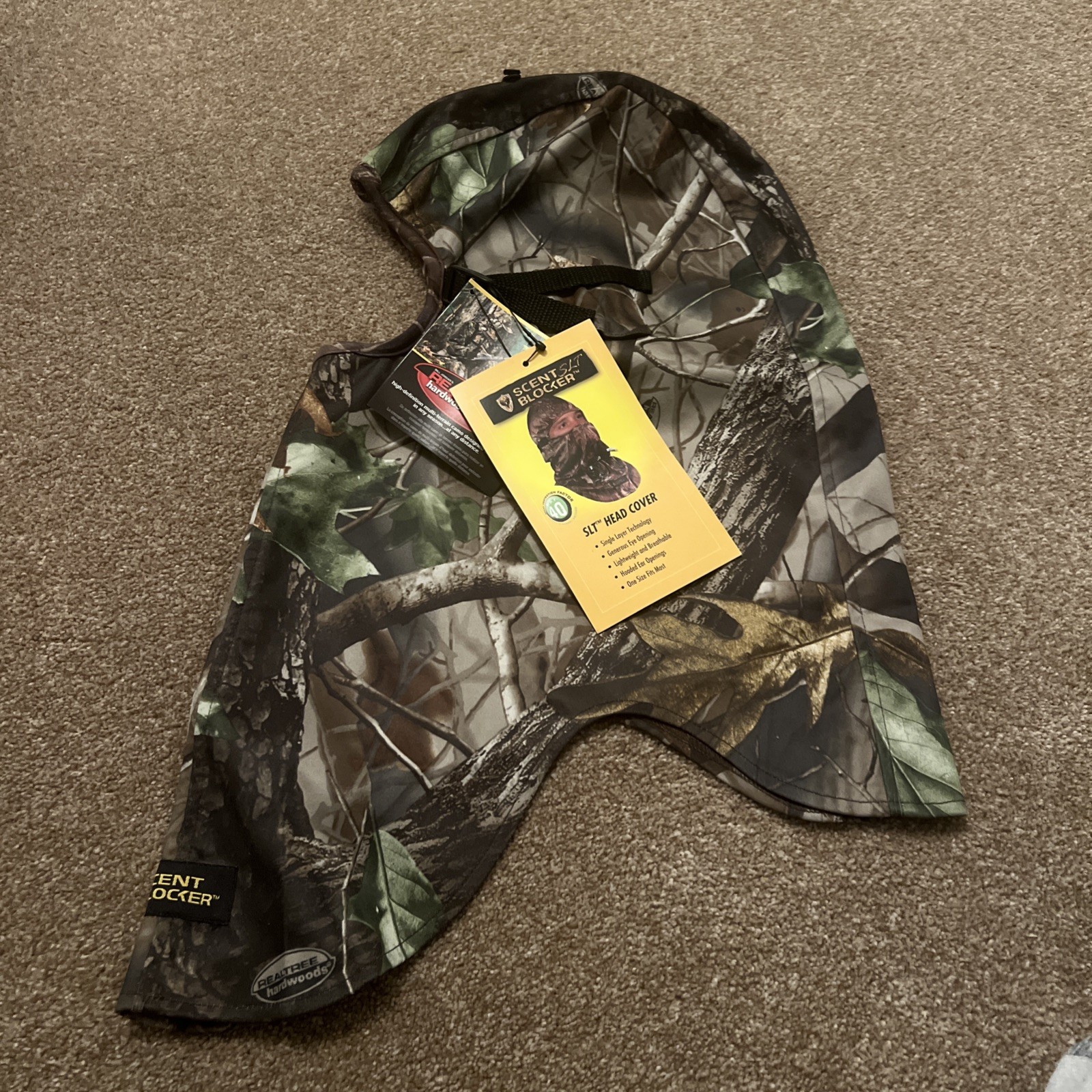 New Scent Blocker SLT Lightweight Camo  Head Cover Balaclava Realtree Hardwoods