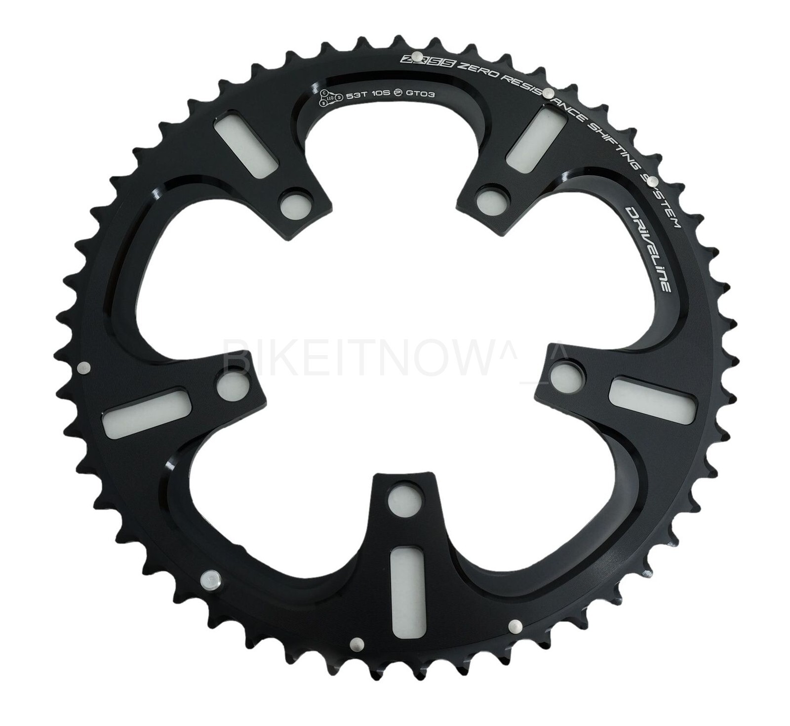 DRIVELINE Chainring 53T,BCD 110mm,Black,for 2x10 Speed Crankset CX/Road Bike