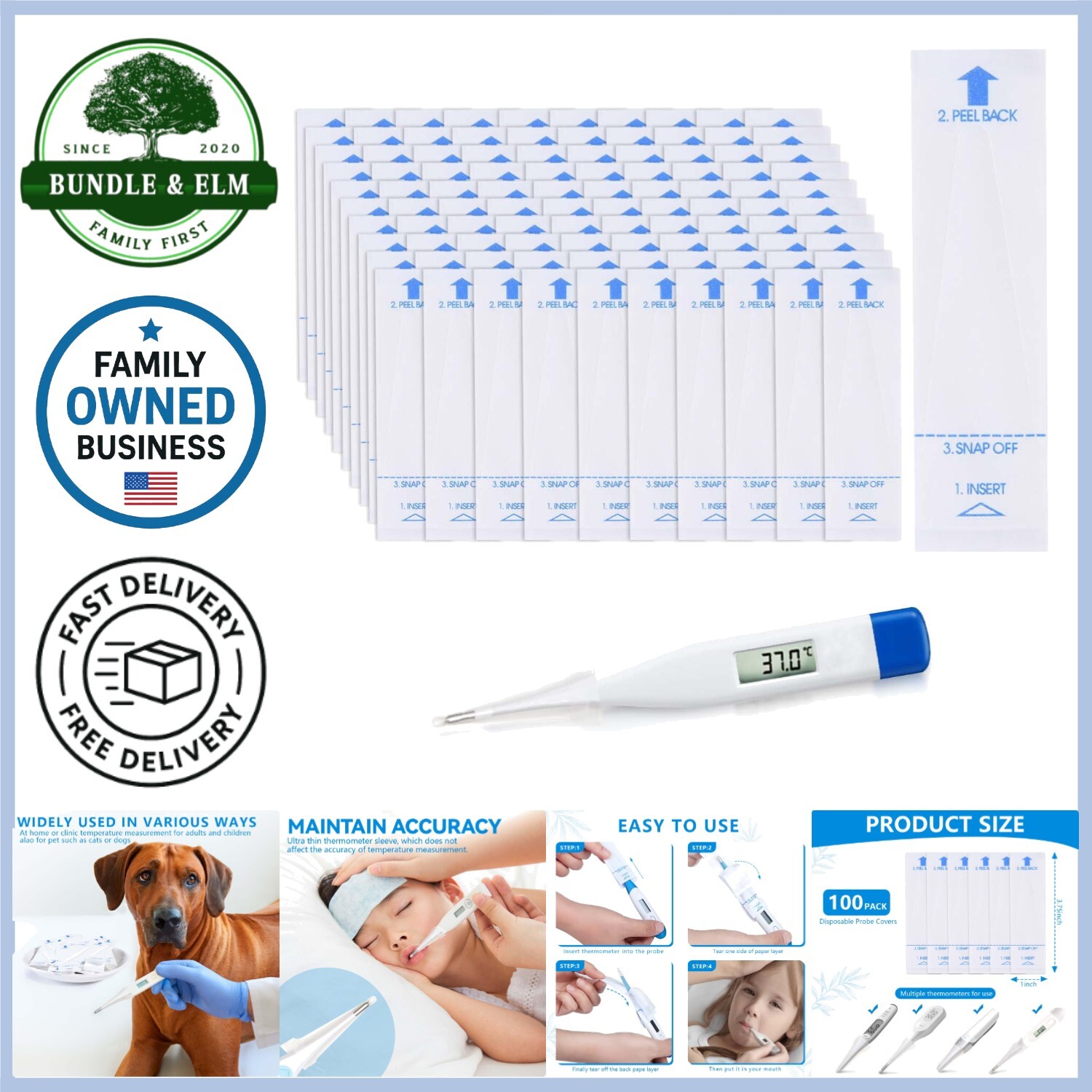 Disposable Digital Thermometer Probe Covers 100 Pack Waterproof Sheaths for Oral