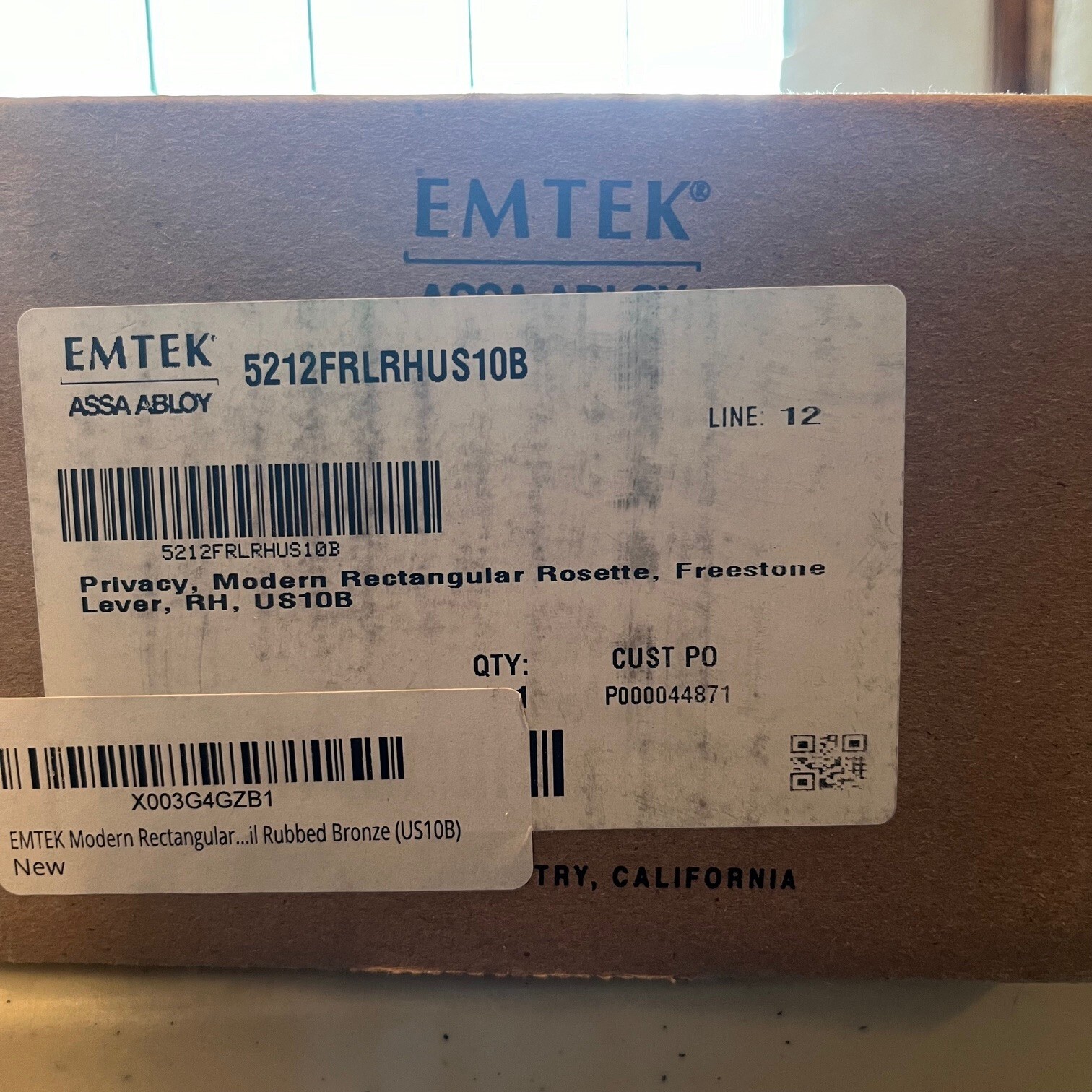 Emtek 5212FRLRHUS10B Rectangular Rosette Privacy Set Oil Rubbed Bronze