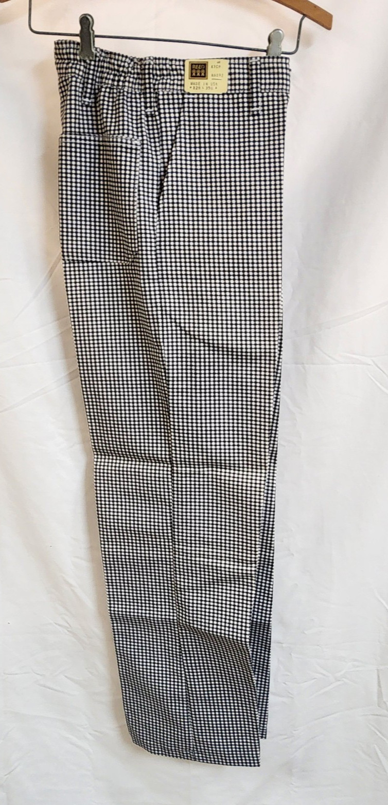 NEW Reed Flex  Black White Check Chef Pants 28 x 28