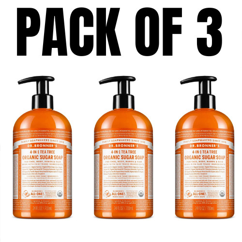 Dr. Bronner’s Organic Sugar Soap Tea Tree – 24 fl. oz (Pack of 3)