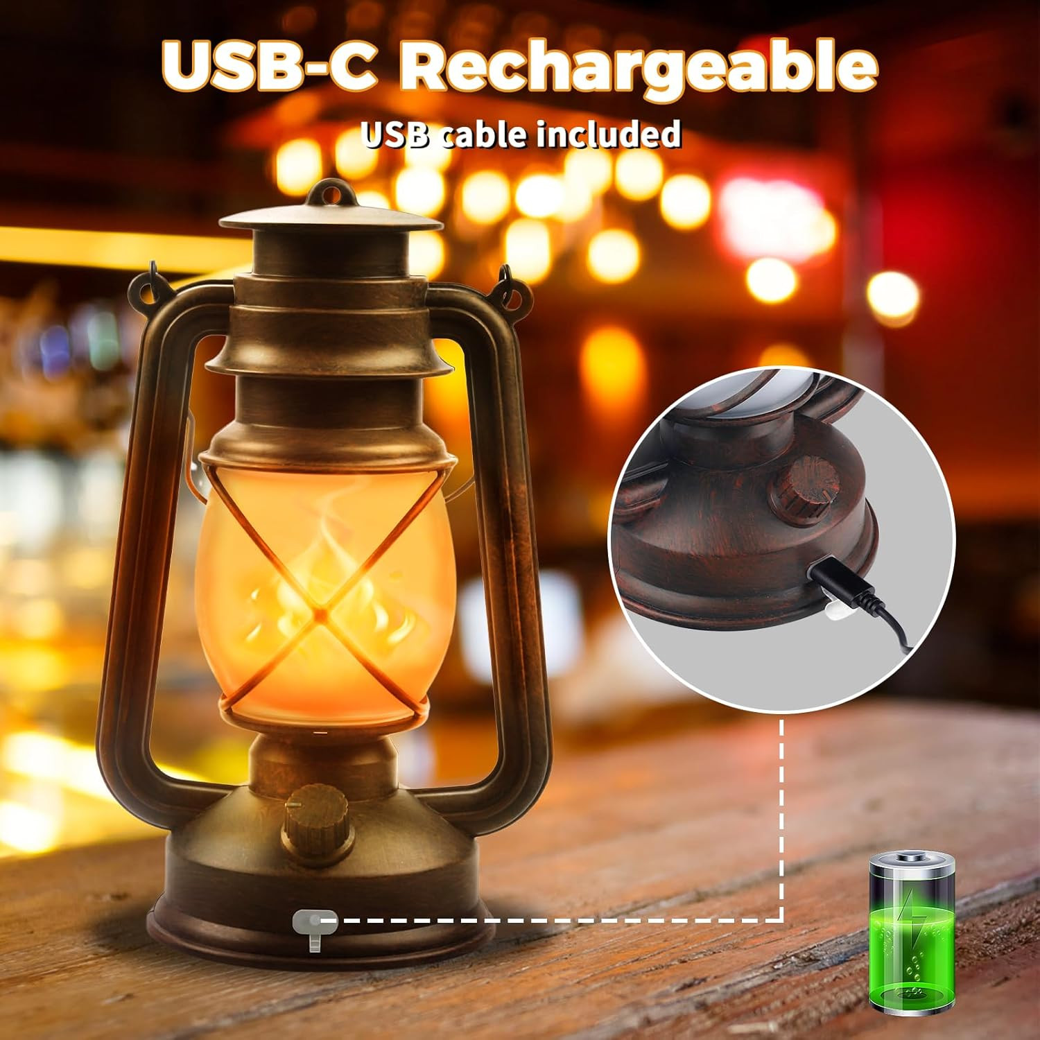 2 Pack Bronze Vintage 4 Modes Rechargeable Lanterns with Remote Control | Waterp