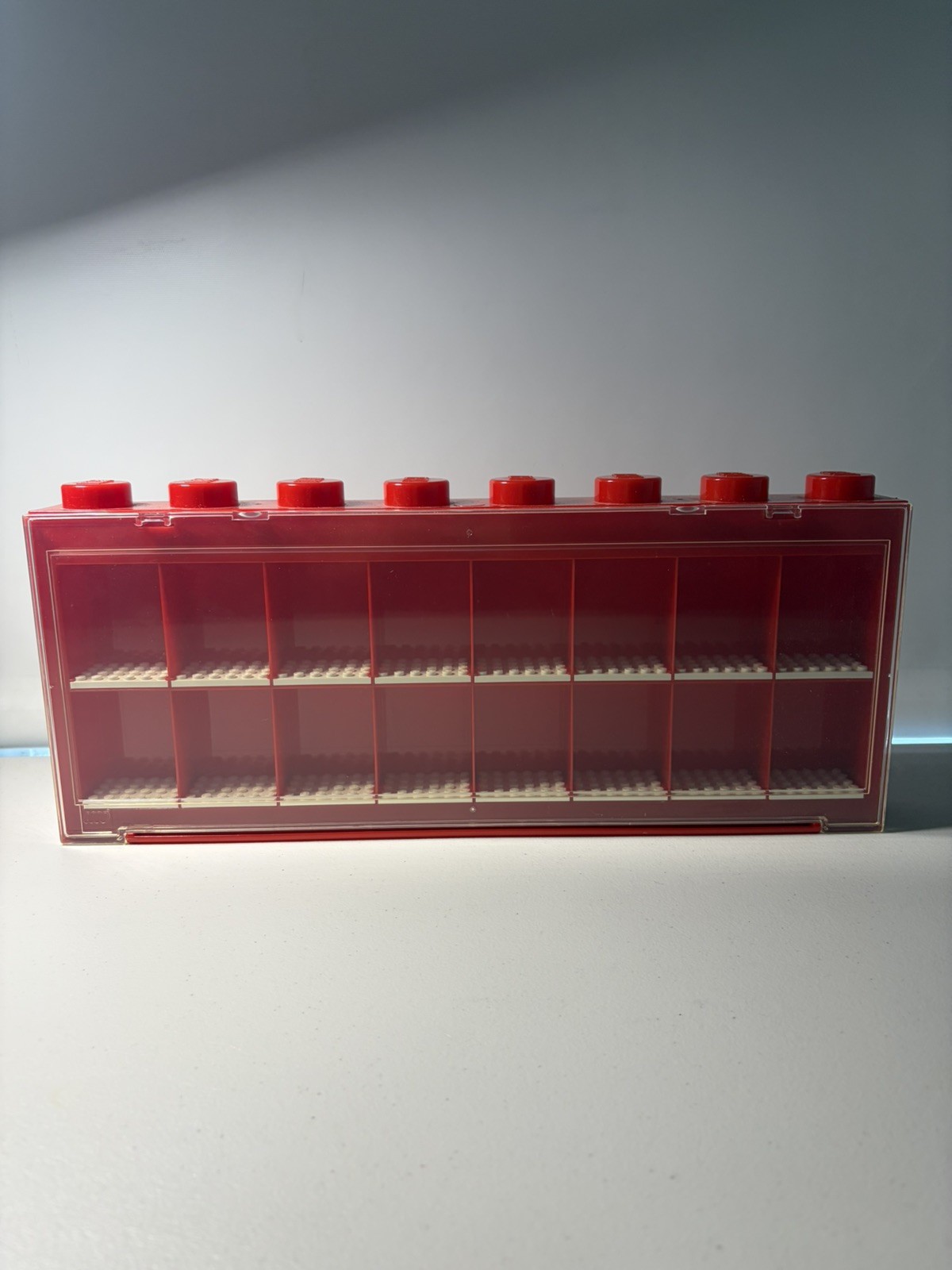 LEGO Minifigure Display Case 16 Red Large 8 Stud Holds 16 Figures Wall Mount