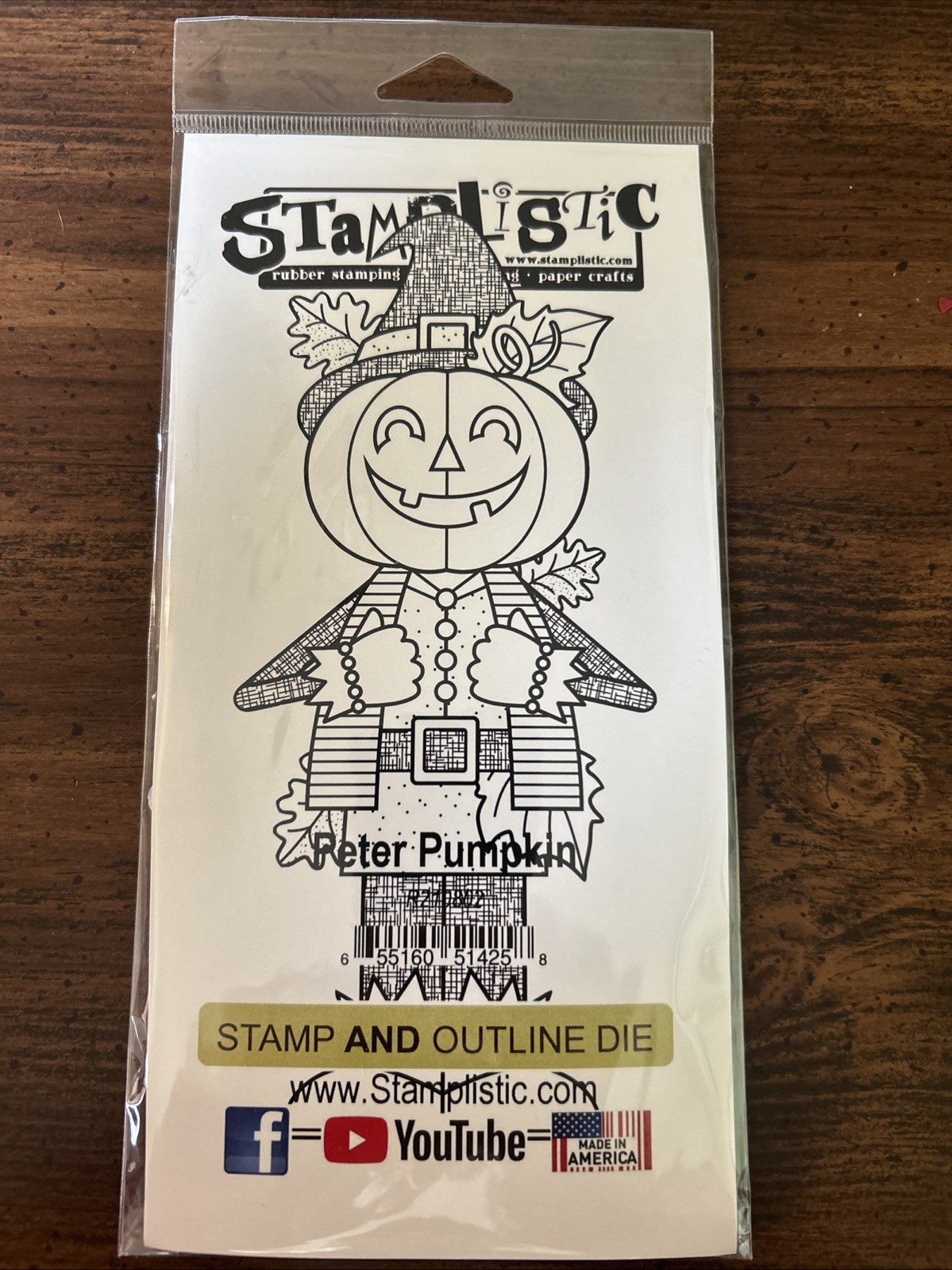 NEW Stamplistic Outline Die & Rubber Stamp PETER PUMPKIN Halloween