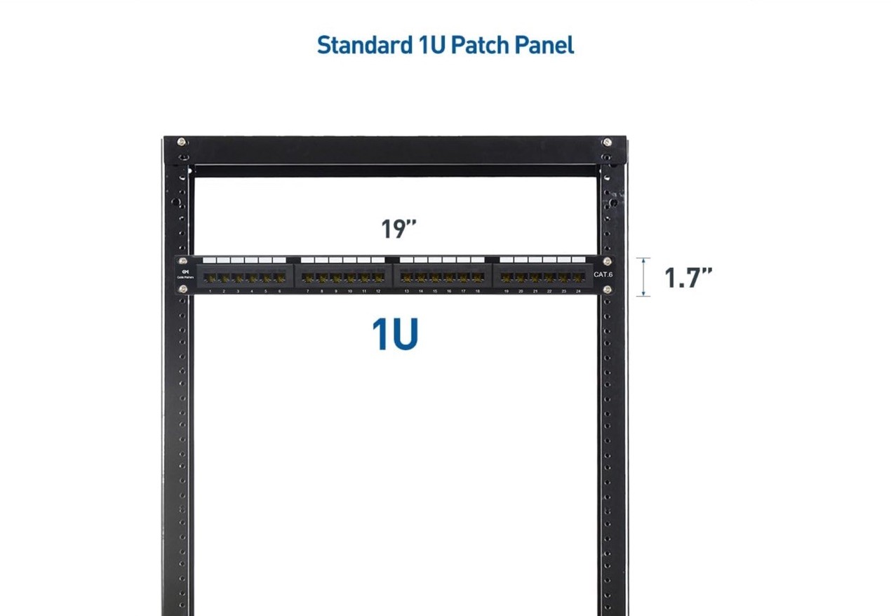 Cable Matters 24-Port Cat6 RJ45 Patch Panel 1U Rackmount Network Support Bar NIB