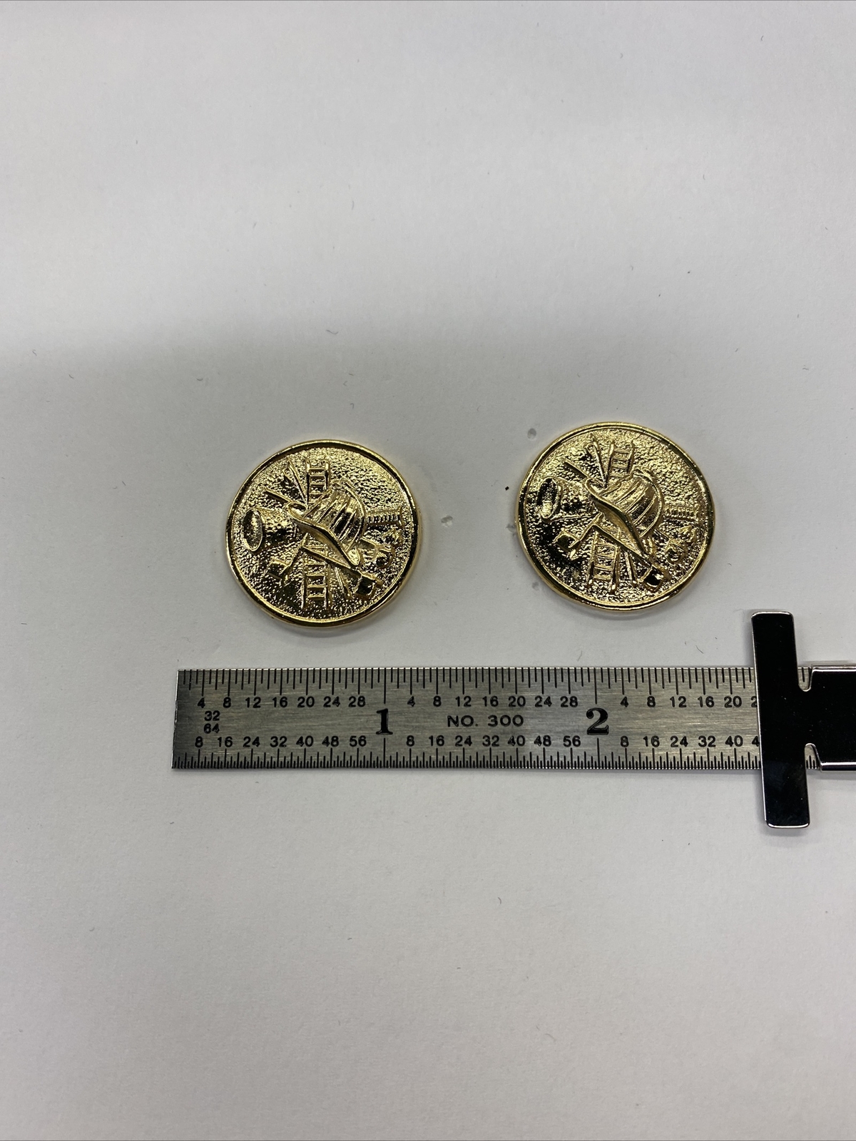 Gold Fire Scramble In Disc -  Fire Collar Brass- Pin- NEW - Rank Insignia - Pair
