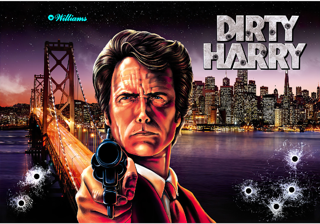 Williams Dirty Harry Pinball Machine Translite Original with ENHANCED ARTWORK
