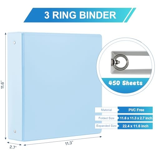 2'' 3-Ring-Binder with Pockets, 450 Sheets Capacity, 2 inch Binders fits 2-inch