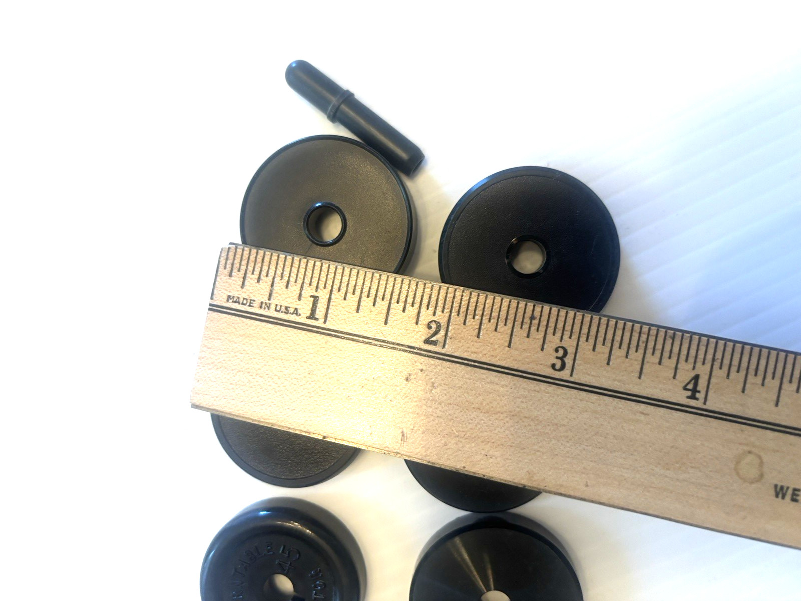 6 lot VTG Black Plastic 45 RPM Adapter Turntable Record Player Mixed