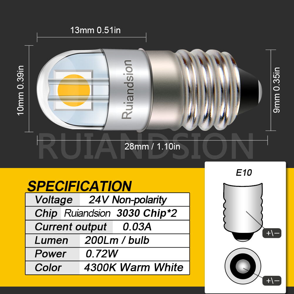 Ruiandsion E10 3030 2 LED Bulb Flashlight Light Bicycle Light 3-220V 3Colors