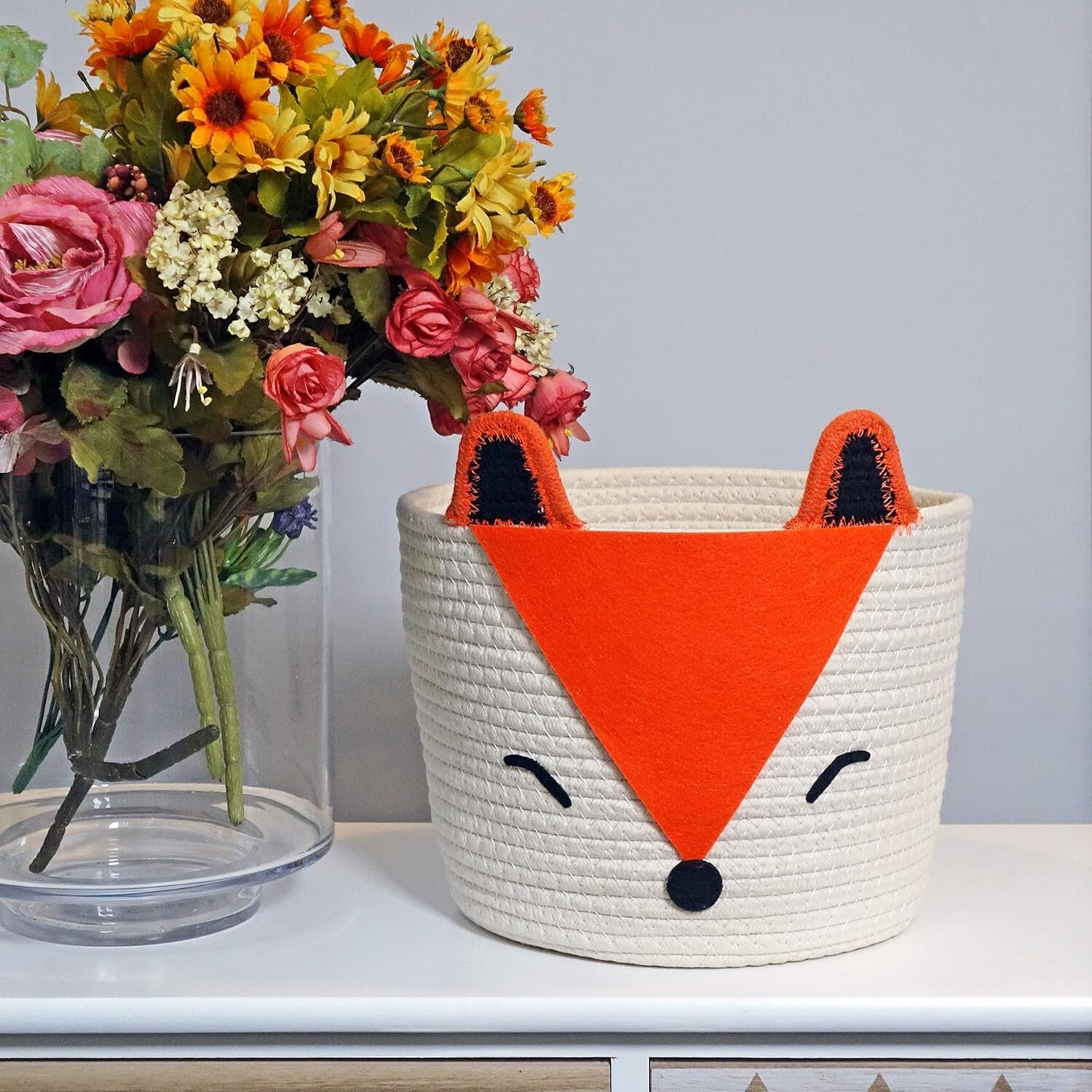 Orange Fox Storage Basket, Small Multipurpose Storage Basket