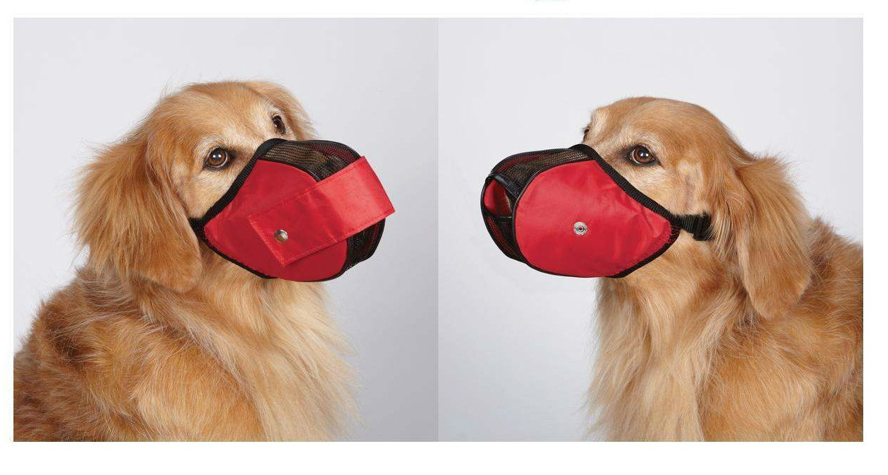 FABRIC MESH DOG MUZZLES Comfortable Soft Red Muzzle for Dogs That Bite or Chew