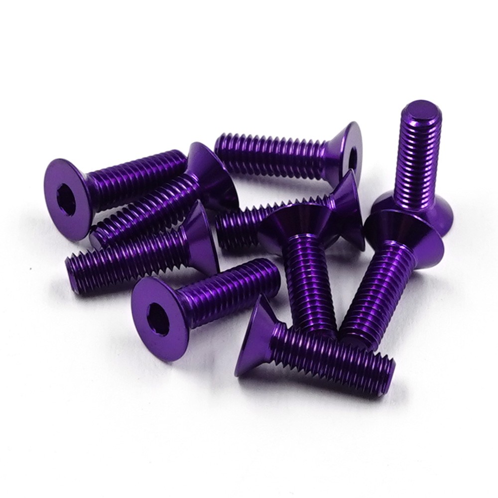 Yeah Racing AHF-310PP Alum 7075 3x10mm Hex Socket Flat Head Screws (10) Purple