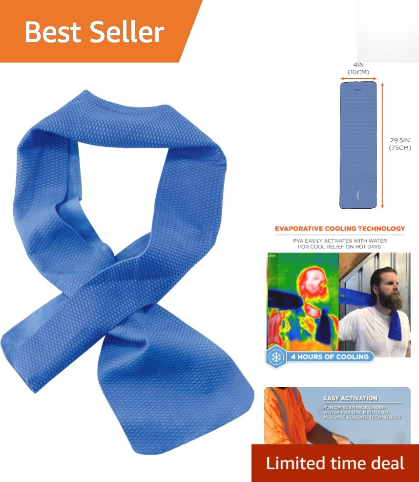 Chill Its Blue Neck Cooling Wrap - Reusable, Up to 4 Hours of Relief, 4" x 29.5"