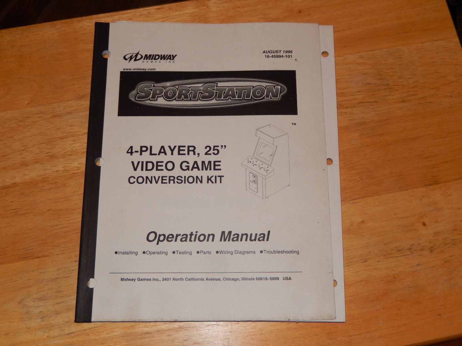 SPORTS STATION midway  arcade  video game manual
