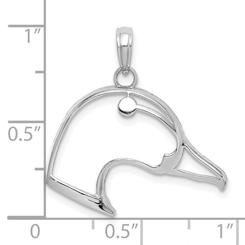 New .925 Sterling Silver Cut-Out Duck Head Pendant