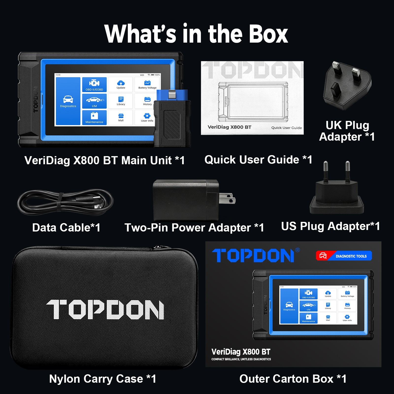 2026 TOPDON VeriDiag X800BT OBD2 Scanner Bidirectional All System Tool 34+ Reset