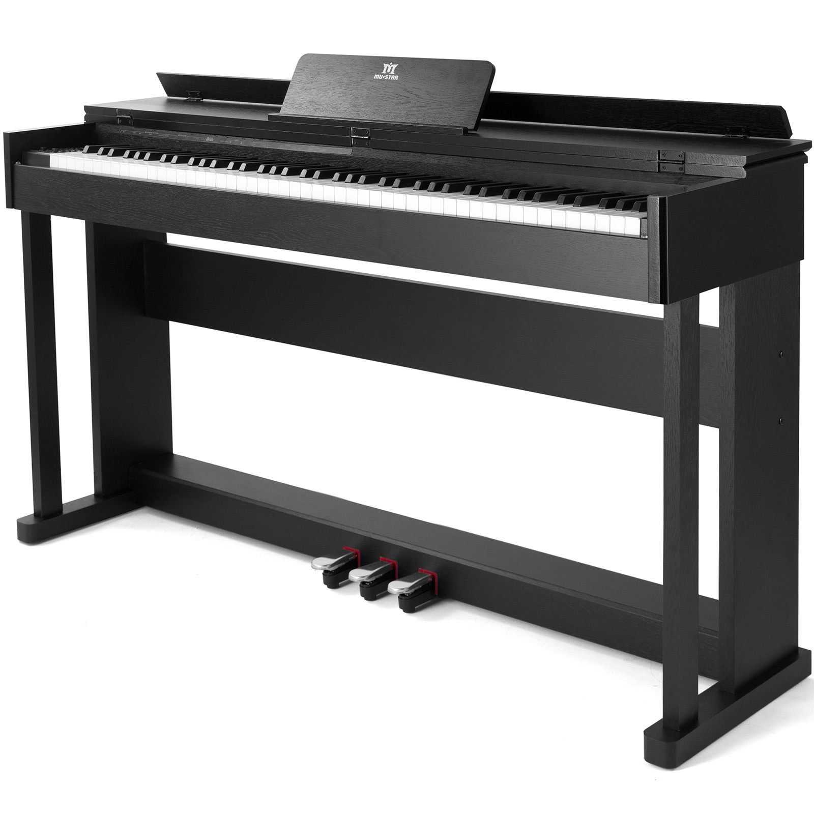 MUSTAR Black 88Key Fully Weighted Hammer Action Digital Piano Keyboard w/3-Pedal