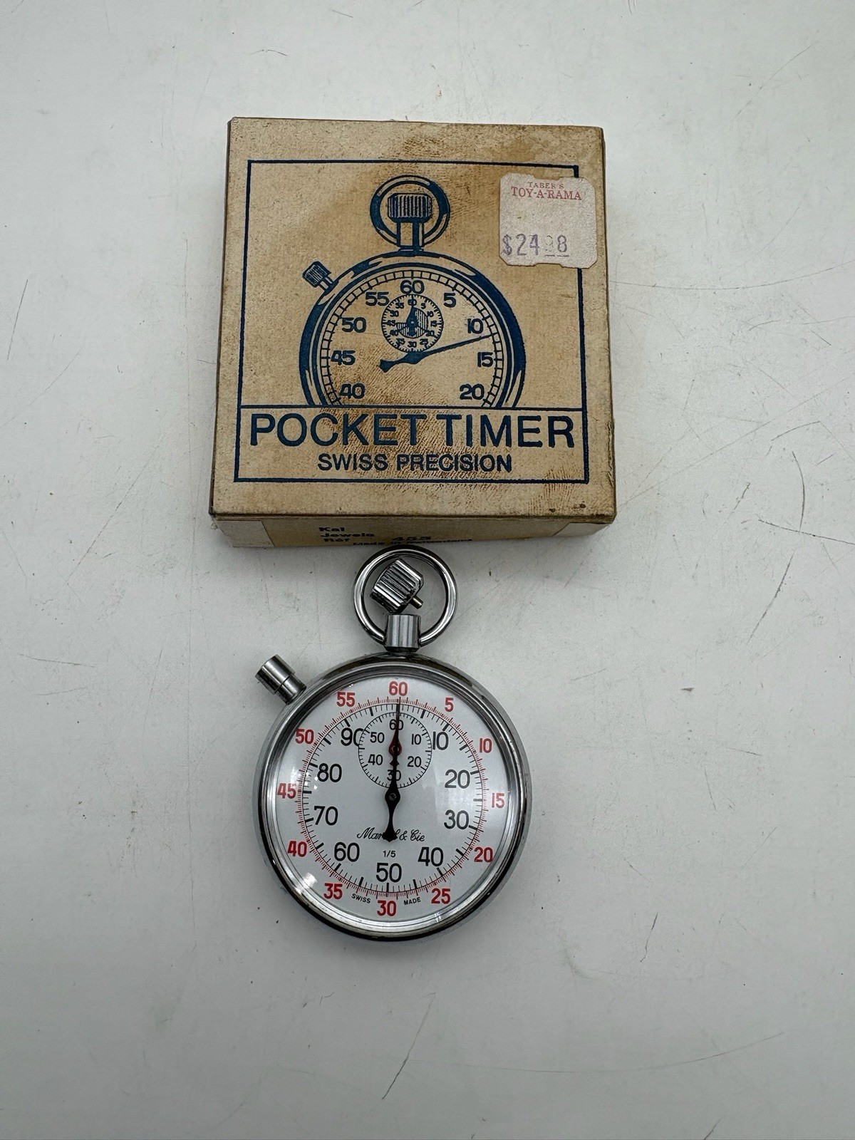 Vintage Swiss-made Mechanical Stopwatch w Box