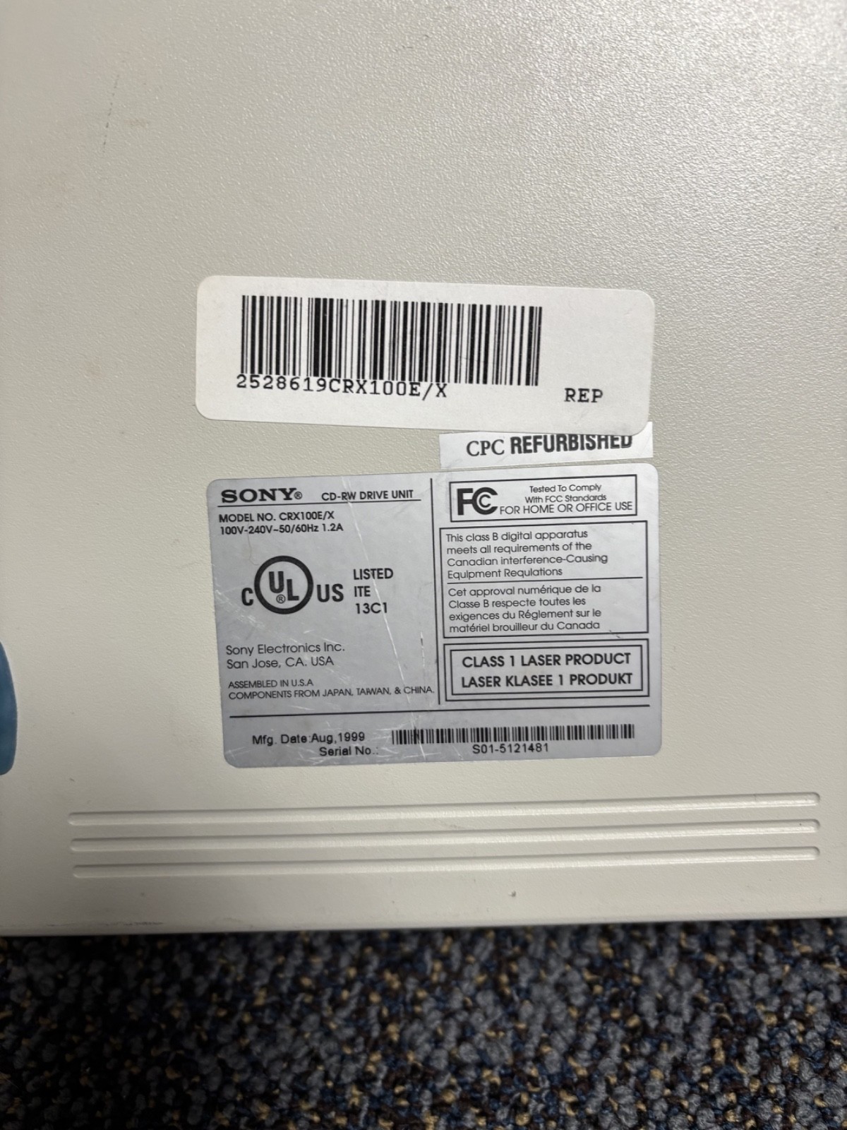 Sony CD-Rewritable Recorder with USB Interface