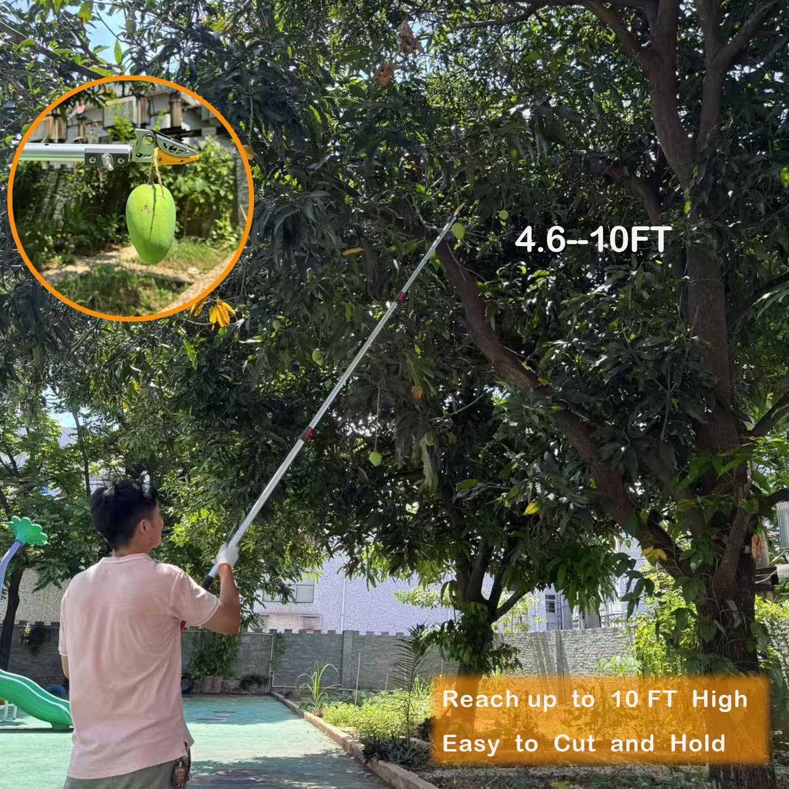 4.6-10ft Extendable Tree Pruner,Telescopic Tree Trimmer Pole Saw, Branch Cutt...