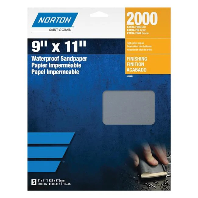 Norton NOR00492 9 x 11 in. Black Ice T401 Series Sanding Sheet 1500 Grit - Ul...