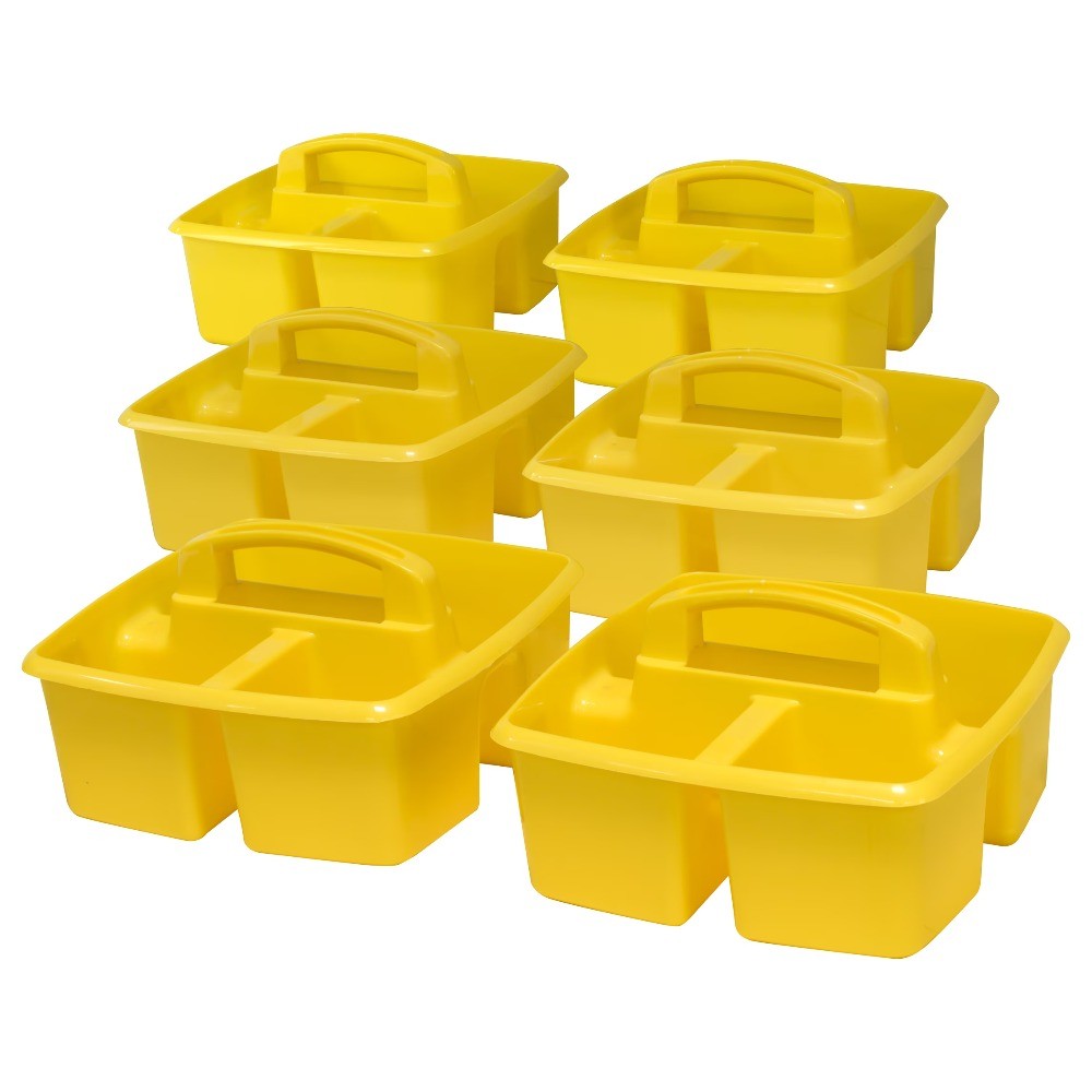 Storex Plastic Desktop Organizer Caddy with Handle, Assorted, Set of 5